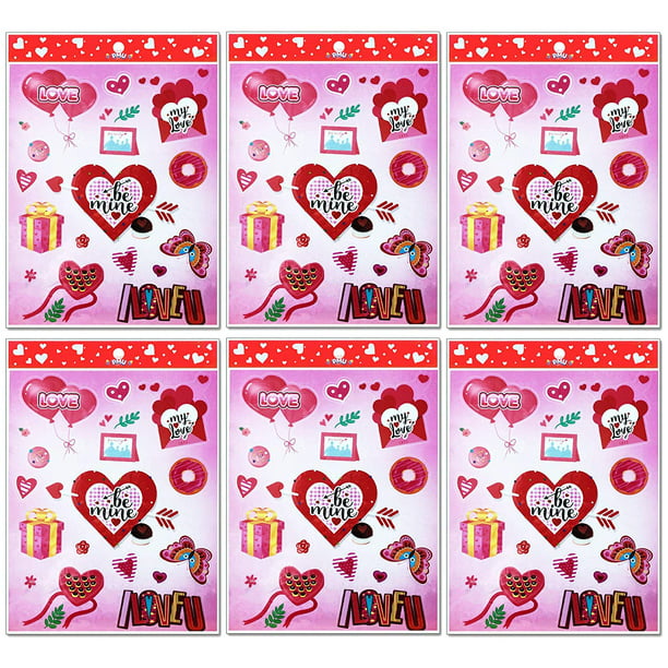 CUTE KISS ME STICKERS Love Heart Sticker Sheet Craft Scrapbook Seal Valentines